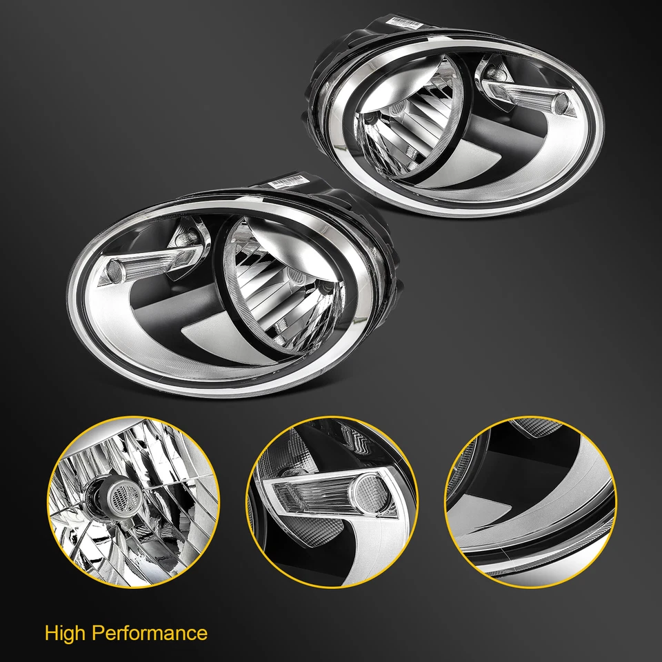 Conjunto de faróis para 2012-2019 VW Volkswagen Beetle carcaça preta com refletor - Imagem 2 de 4