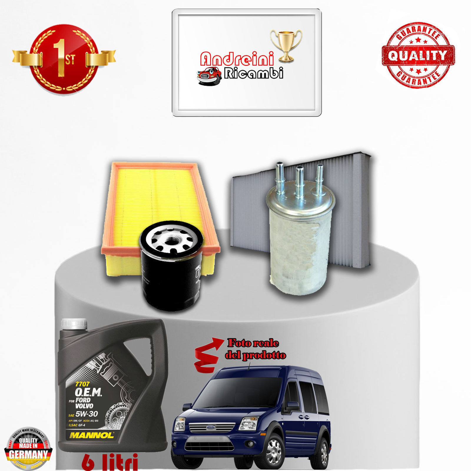 KIT TAGLIANDO FILTRI + OLIO FORD TRANSIT CONNECT 1.8 TDCI 81KW DAL 2008 -> 2013