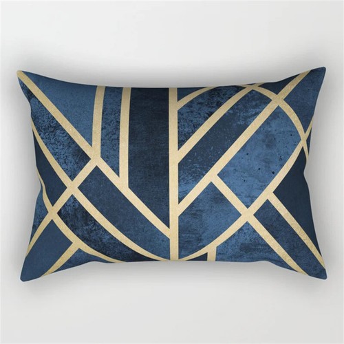 Geometric Polyester Pillow Cover Stripe Patchwork Rectangle Cushion Cover Gold - Picture 27 of 51