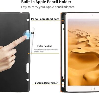 Gexmil Genuine Leather Case For IPad 10.2 Inch Case,Cowhide Folio Cover For IPad 9/8/7 Generation(2021/2020/2019), Anti Fingerprint/Slip, Auto Sleep/ Wake With Adjustable Stand,Butterfly Pattern - View #5