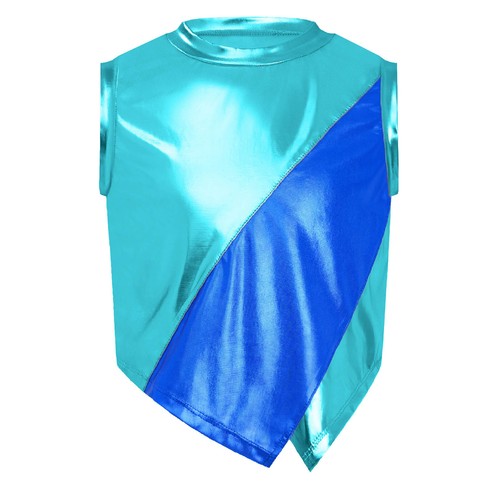 Kids Girls Set Metallic Suit Running Outfit Tank Top Color Block Dancewear Vest - Picture 23 of 70