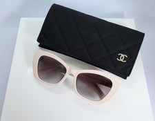 Chanel CH5481 56mm Cat Eye Sunglasses in White w. Gray Lens Pearl Arms