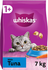 WHISKAS - 1+ Adult Dry Cat Food-7Kg-Biscuits Made with Tuna-Bulk Cat Food Bag 3.27 per kilo