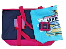 3Pc Combo of Trader Joe's 7 Gal Blk/Red Insulated  + Sardine Tote + Micro