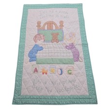 Handmade Crosstitch Baby Quilt 38x58 Shower Gift Kids Prayer Signed Near Mint