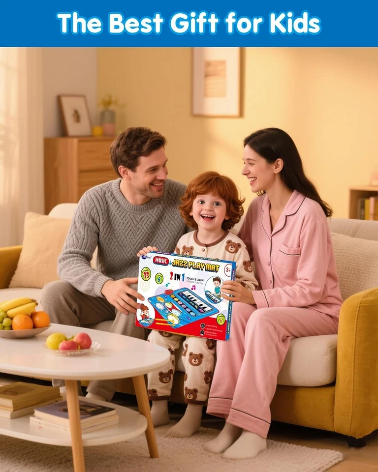 Juguetes para bebés de 1 año: alfombrilla musical para bebés juguetes para niños pequeños de 1 a 2 años - 2 en 1 Pia Dru Foto 2 de 4
