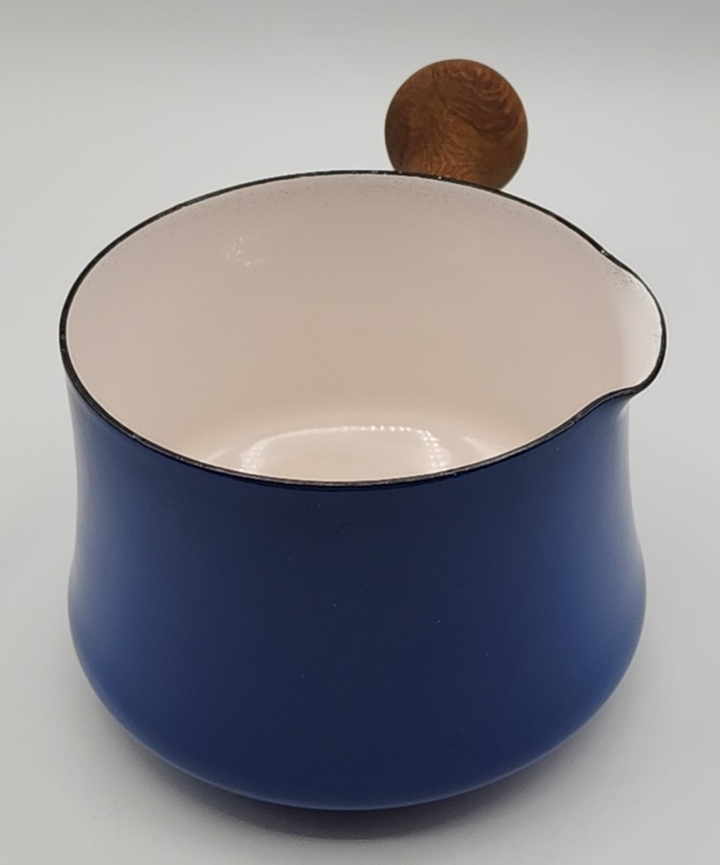 Dansk Kobenstyle Midnight Blue Butter Warmer 3 5/8" Tall Teak Handle
