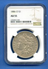 1886 O NGC AU55 Morgan Dollar $1 US Mint Silver Rare Key Date 1886-O AU-55