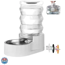 Automatic Gravity Pet Waterer: 7L White Stainless Steel Water Dispenser - Lar...