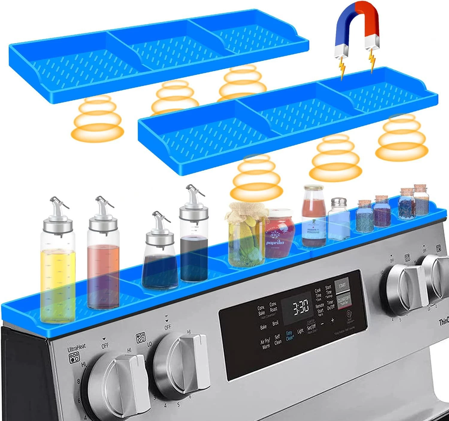 Stove Top for Shelf Silicone,30 Inch Magnetic Over the Spice Rack Blue