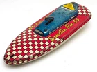 Vintage OHIO ART "Sweetie Pie 55" Wind Up Tin Litho Boat - WORKS