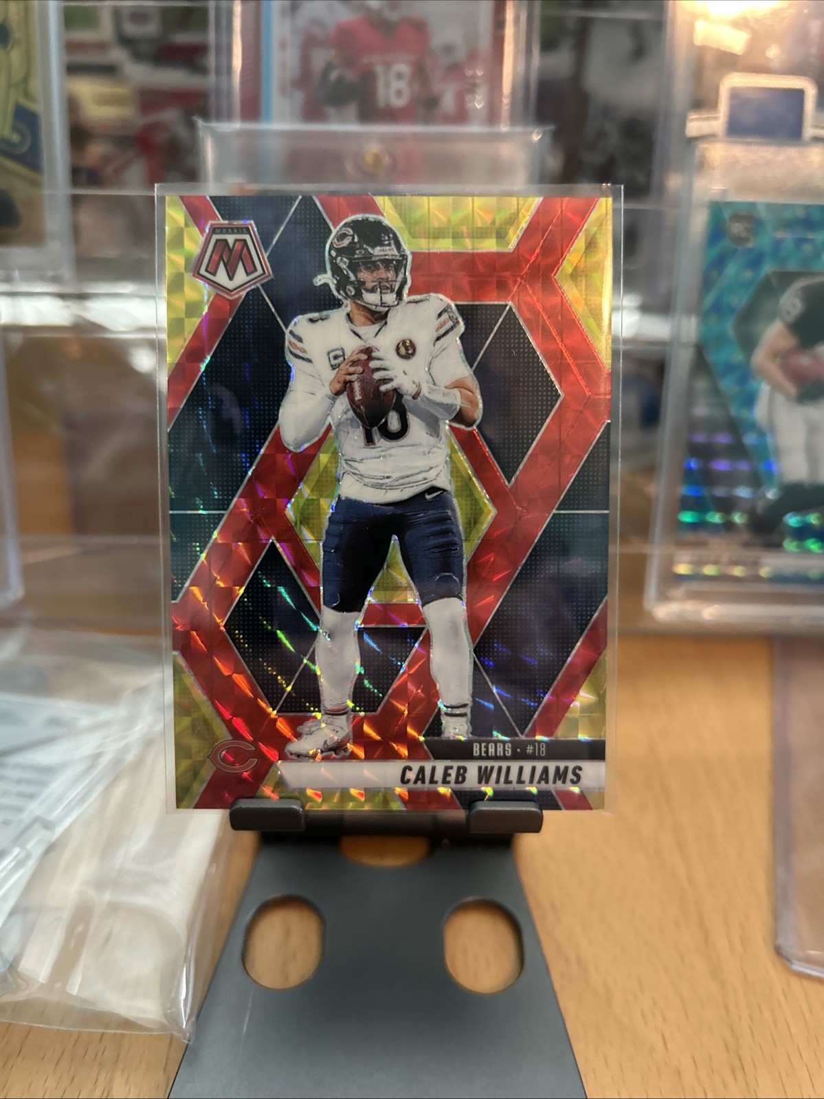 2025 Panini Mosaic - Caleb Williams #22 Choice Red & Yellow Mosaic Prizm /89