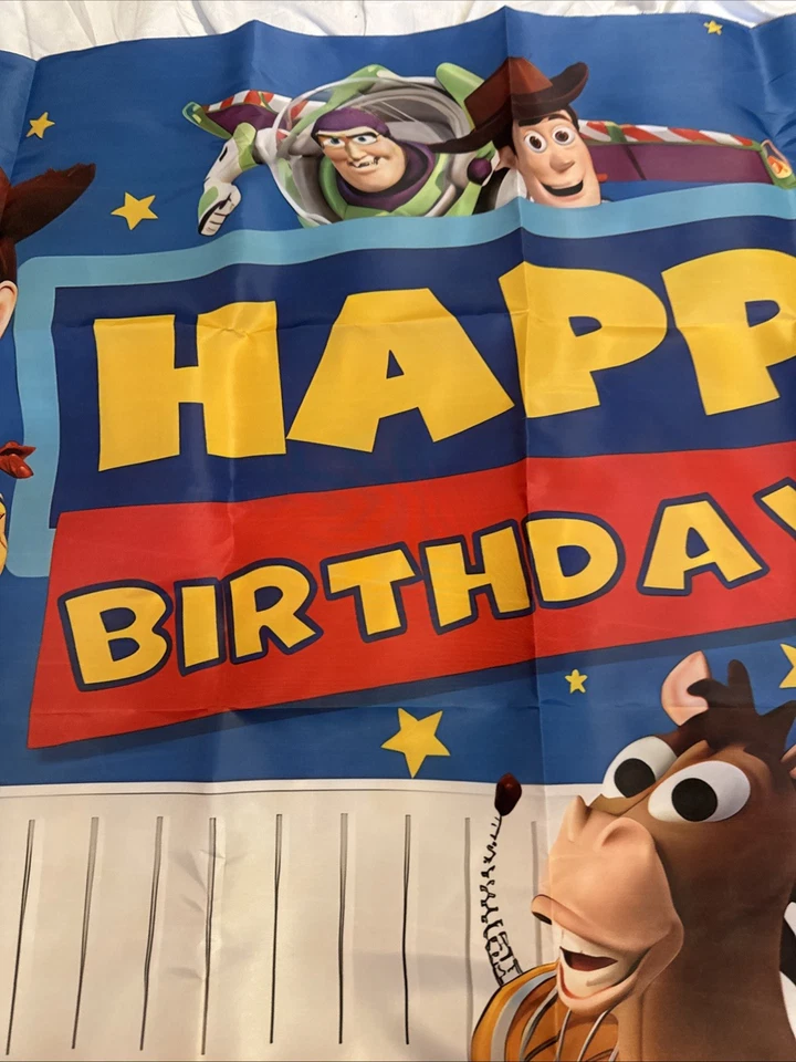 Tapiz de feliz cumpleaños lona tela telón de fondo Toy Story respaldo de foto Foto 4 de 4