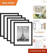 11x14 Picture Frame Set of 5, Display Pictures 8x10 with Mat or 11x14 Without...
