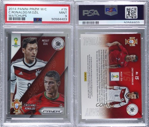 2014 Prizm World Cup Matchups vs Mesut Ozil Cristiano Ronaldo #15 PSA 9 MINT qs9 - Picture 3 of 3