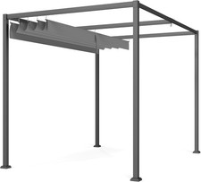 3 x 2m Metal Outdoor Pergola with Retractable Roof, Outdoor Gazebo Canopy