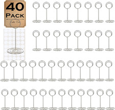 40 Pcs Table Number Place Card Holder, 3.3 Inch Picture Holders for Tables Name