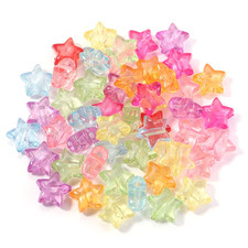 50Pcs Acrylic Star Beads Colorful Transparent Five-Pointed Star Loose Spacer Bea
