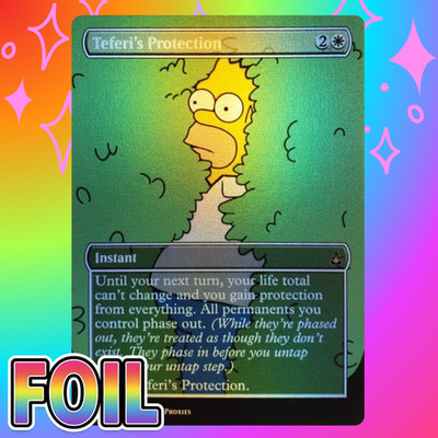 Teferi's Protection FOIL Proxy Playtest Card with Custom Meme Joke Art Design
