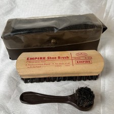Vintage Empire Shoe Brush Brushes Lot of 2  Vinyl Case - Made in The USA