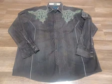 Vintage Y2K Roar Affliction Style Enough Excuses Grunge Button Up Shirt 3XL