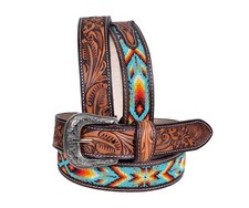 Affilare Western Beaded Genuine Leather Belt For Men and Women 30HQ114