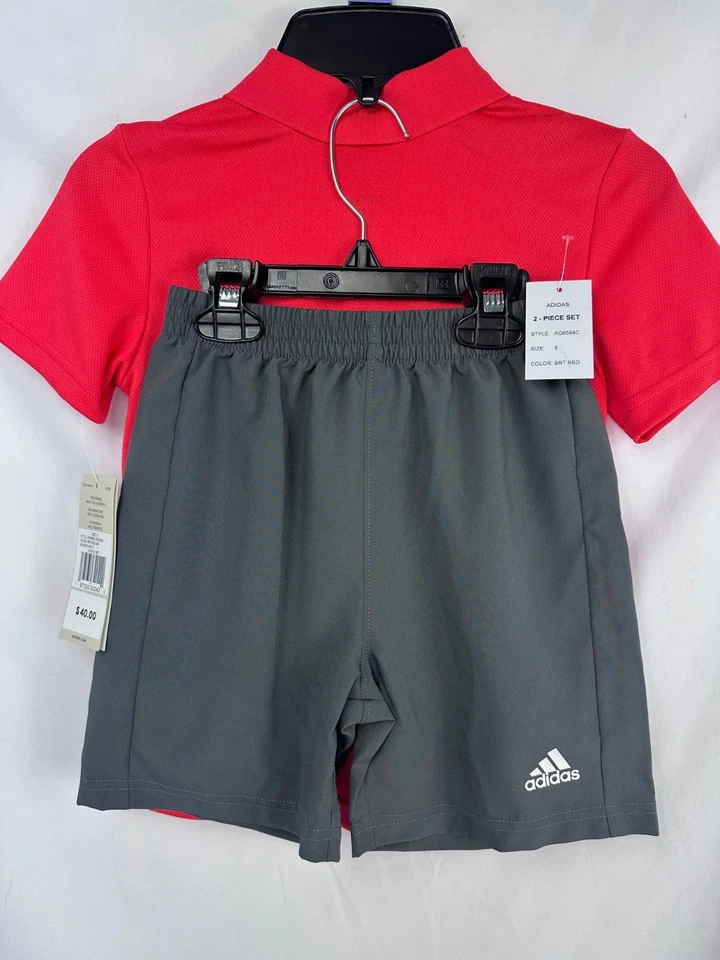 Adidas Niños Conjunto de 2 Piezas Pantalones Cortos y Camiseta Carga Talla 5 BRT Rojo/Gris Foto 2 de 4