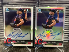 2018 Bowman Chrome Lenny Torres 1st Rookie Refractor Auto #d 292/499 + Base Auto