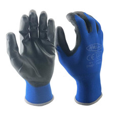 12 Pairs Builder Work Gloves Nitrile Palm Coated Nylon Safety Gardening Grip