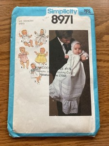 Vtg 70's Simplicity 8971 CHRISTENING BAPTISMAL GOWN Sewing Pattern Baby Infant