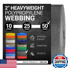 Strapworks Heavyweight Polypropylene Webbing 2"x50yd Charcoal, Heavy Duty