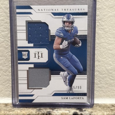 2023 Panini National Treasures #RDM-SLA Sam LaPorta Rookie Dual Materials #/99
