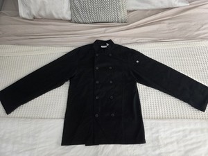 Black Double Breasted Chef Coat Long Sleeve Traditional Button Closure