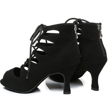 D S Black Customized Heel Boots Salsa Jazz Dance Shoes  10  2.3" Cuban Heel