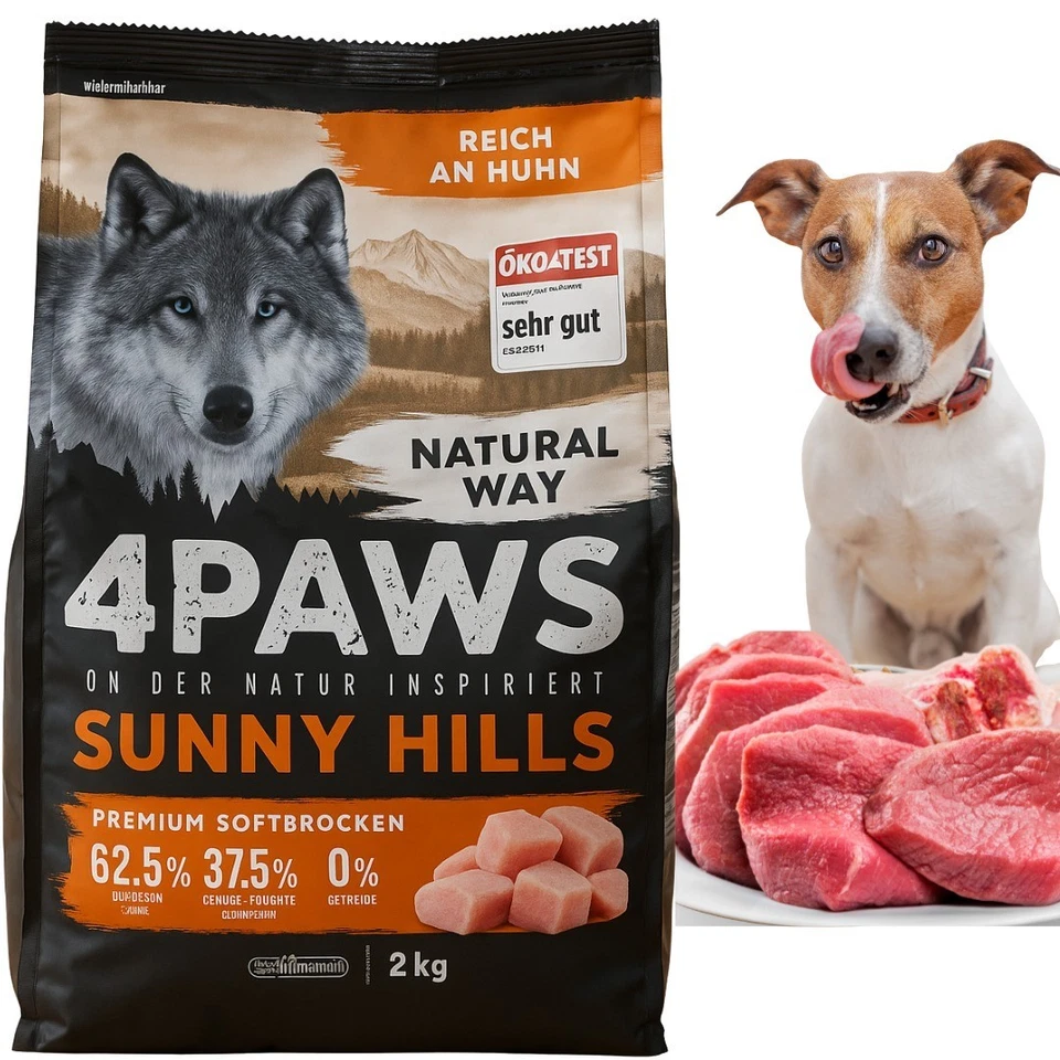 4x 2Kg 4 PAWS Hundetrockenfutter Huhn Vorratspack - Bild 4 von 4