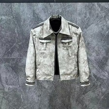 Men Luxury Fashion Trendy Bomber Streetwear Leather Zipper Retro Jacket Coat