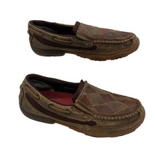 Twisted X Driving Loafers Moc Women 9M Brown Woven Leather WDMS008 Slip On Shoes
