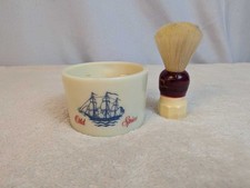 Vintage Old Spice Shaving Mug Brush Set Nautical Ship Design