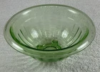 Vtg Hazel Atlas Green Small Mixing Bowl Pillar Optic Ribbed Uranium Glass *EUC*
