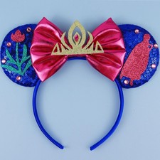 Mouse Ears Headband, Princess Headbands for Women Birthday Party, Blue Sequin...