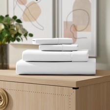 Color Sense 4-Piece 100 Cotton Percale Bed Sheet Set, Cool  Crisp Bedding