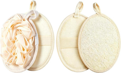 Exfoliating Loofah Shower Scrubber Set - 2-Sided Natural Body & Face Wash