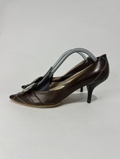 VINTAGE Dior Brown Leather Pointed Toe Logo Pumps Size 36 EU/ 6 US/ 3 UK