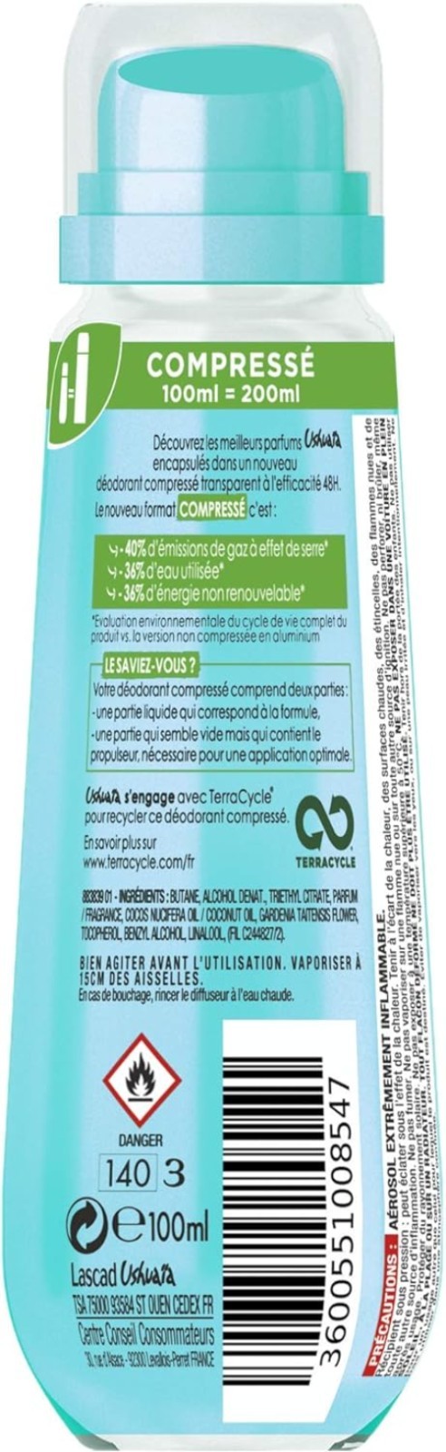 Fraîcheur 48h déodorant compressé Monoï lot de 3 spray anti-odeurs - 3