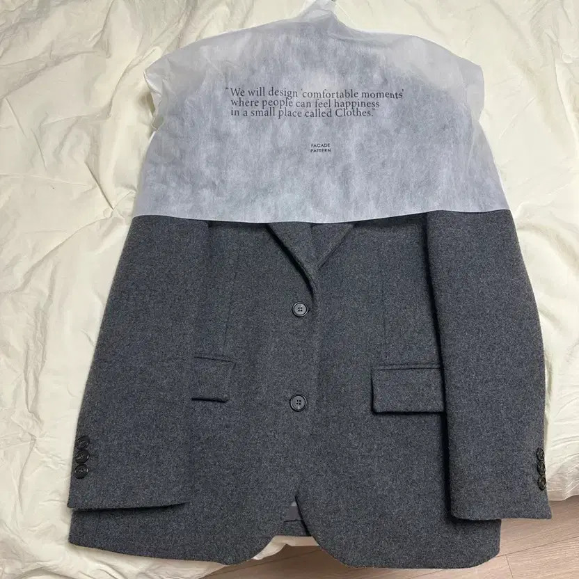 Facade Pattern Cashmere Blazer Coat - Charcoal, S… - image 2