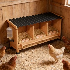 3 Hole Wooden Nesting Box with Perch  Chicken Egg Laying Box for Coop  Easy Clean