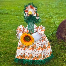 23" Spring Summer Porch Goose Outfits,Sunflower Cement Goose Dress, Medieval