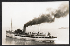 Postcard Scilly Isles nr Cornwall steam ship RMS Scillonian leaving RP by King