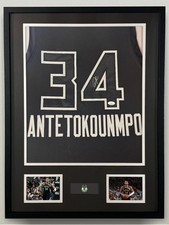 Giannis Antetokounmpo Signed Jersey Framed W/ JSA COA Milwaukee Bucks Black Auto