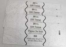 Gift Wrap Bag Tissue Paper White Foil Sequin Sparkle Lot Of 80 Sheets 20" x 20"